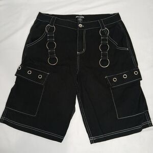 Hot Topic Cargo Grommet Cargo Shorts Women's 9 Black Bondage Goth Punk Emo